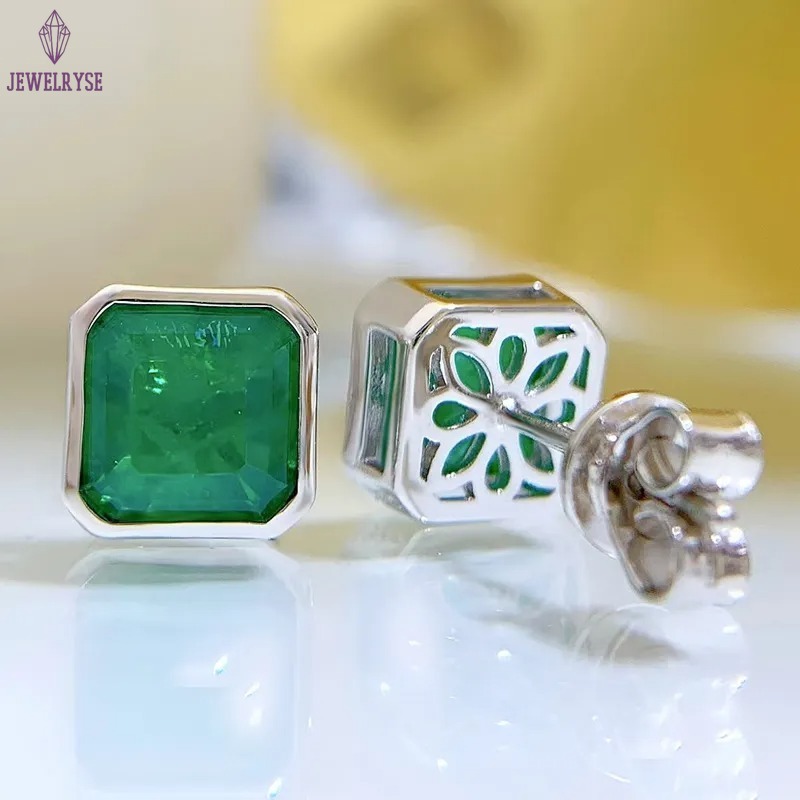 Choucong Top Sell Handmade Stud Earrings Simple Fine Jewellery Real 100% 925 Sterling Silver Large Princess Cut 3CT Emerald Party Ladies Earring Gift