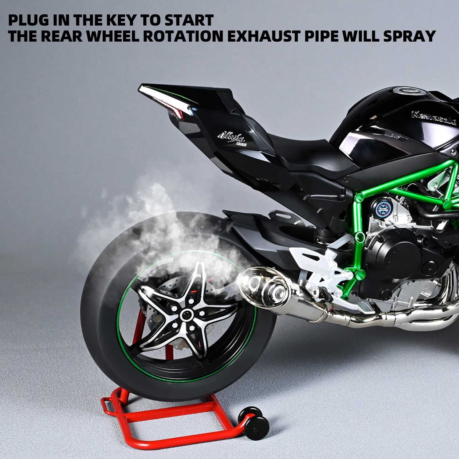 Spray 1/6 Kawasaki Ninja H2R Alloy Metal Diecast Motorcycle Model Car Holiday gift with motorcycle display box set J251129
