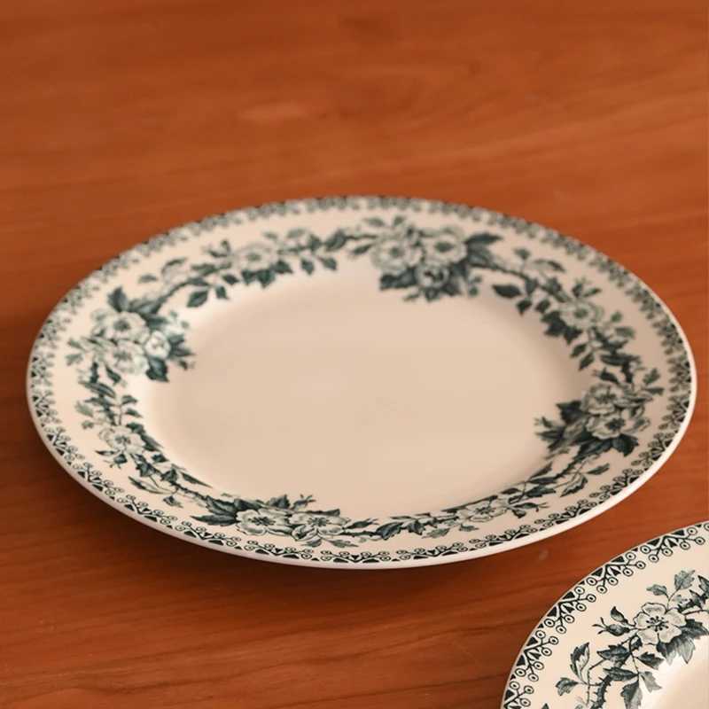 Luxury European Floral Pattern Ceramic Plate High quality Household Breakfast Tableware Vintage Restaurant Dessert Plates Y251129