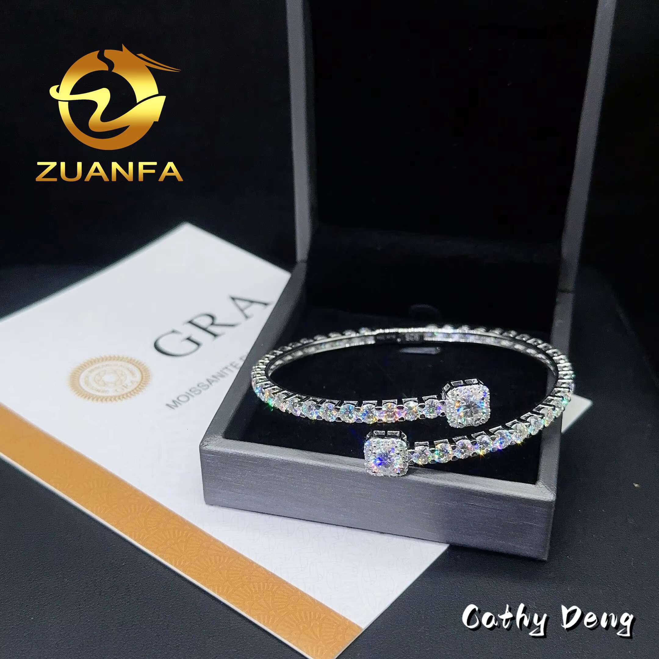 New Custom Hip Hop Jewelry 925 Silver VVS Moissanite Bracelet Men Iced Out 4.0mm Tennis Bangle Bracelet Pass Diamond Tester