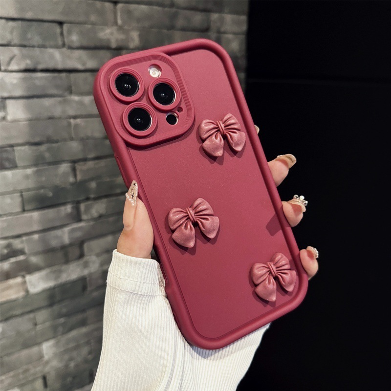 Bowknot Phone Case Compatible iPhone 17 Pro Max Full Coverage Apple 16/15 Matte Creative Shockproof Cover