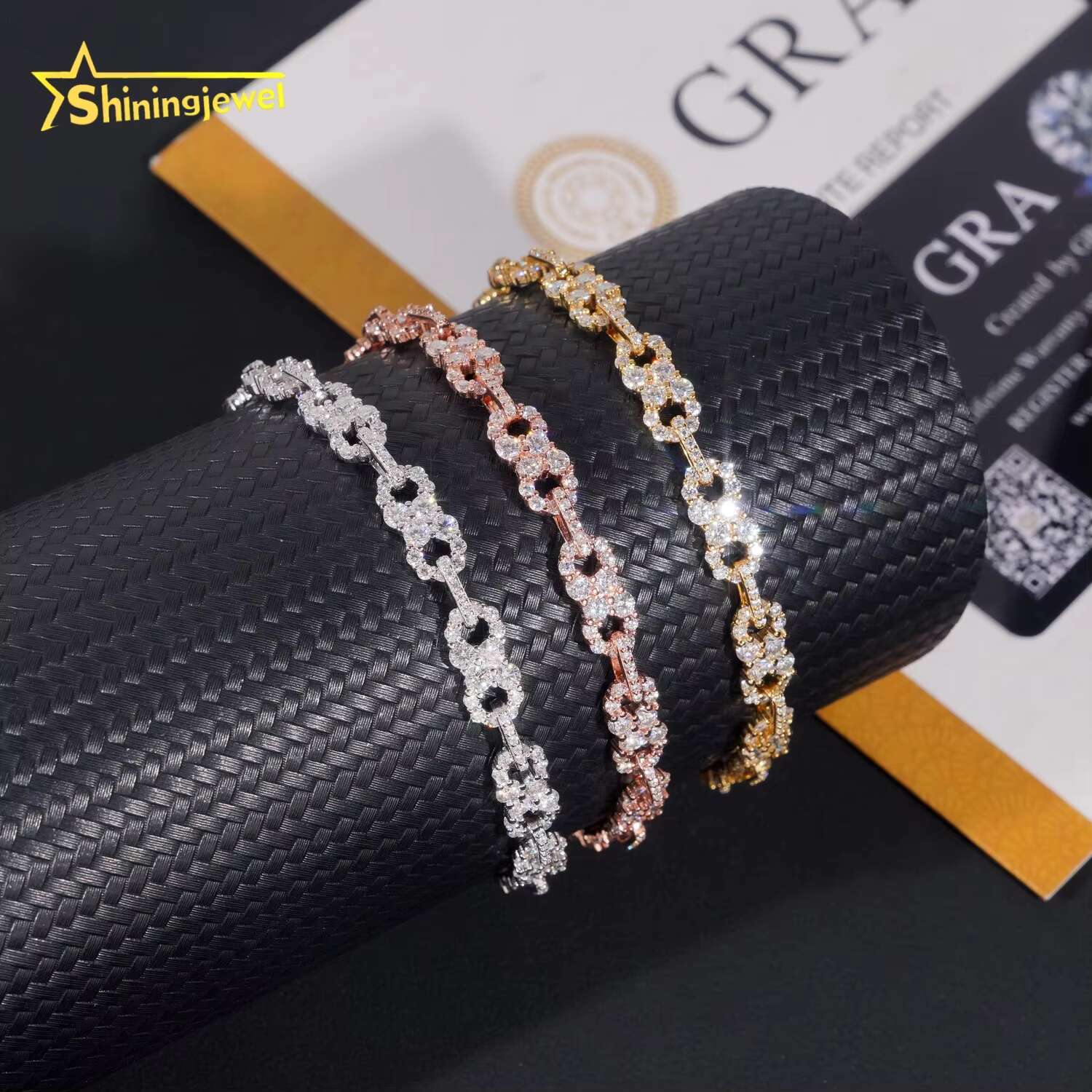 Hip Hop Jewelry Iced Out 925 Silver Infinity Moissanite Cuban Bracelet Custom High Quality Moissanite Bracelet for Men