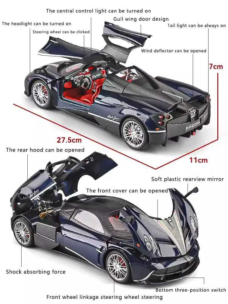 118 Pagani Fengshen Alloy Car Model Simulation Sound And Light Return Toy Car Metal Sports Car Boy Collection Ornaments Gift J251129