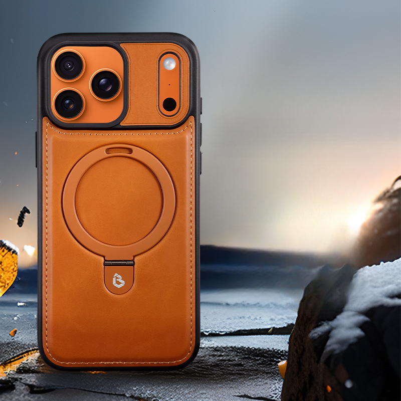 Suitable For Iphone Pro Max Magnetic Stand Phone High-End Business Leather Cover free shipping Apple 17 Shockproof Protective Case