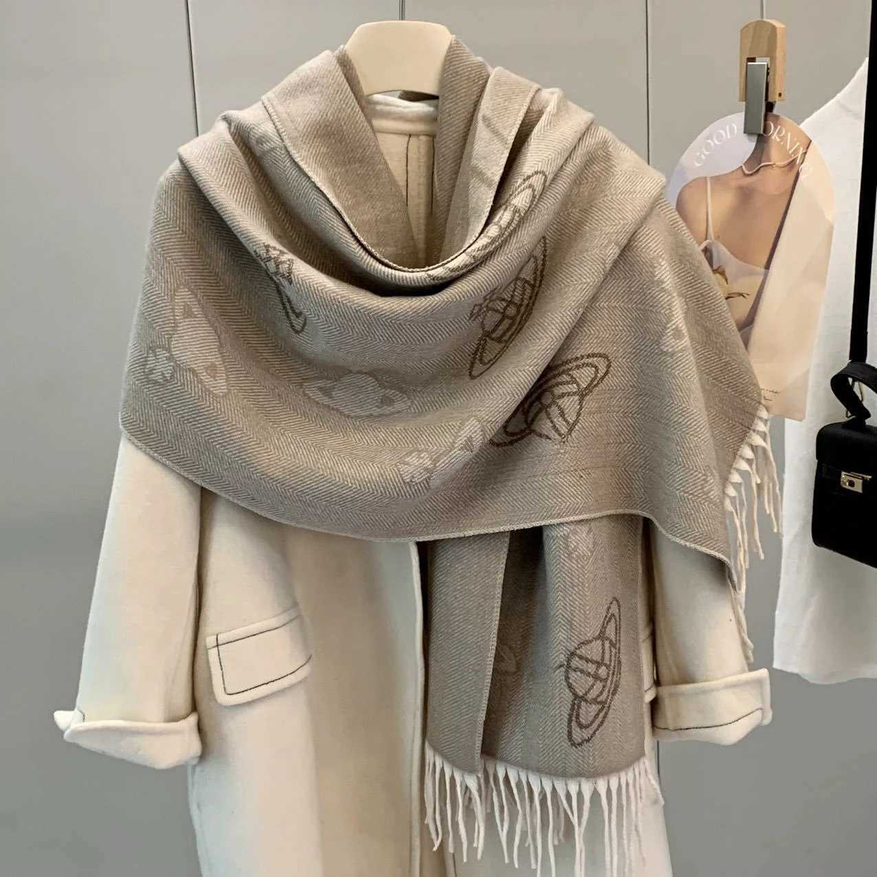 New Arrival Bestseller Double-Sided Faux Planet Scarf Wool-Like Womens Fashion Premium Wraparound Winter Thick ScarfJ251129