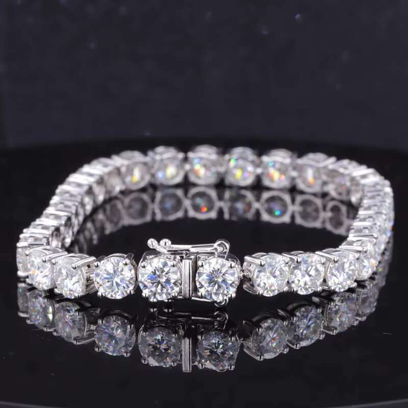 Starsgem 10 White Solid Gold 5mm Lab Grown Diamond Jewelry Tennis Bracelet
