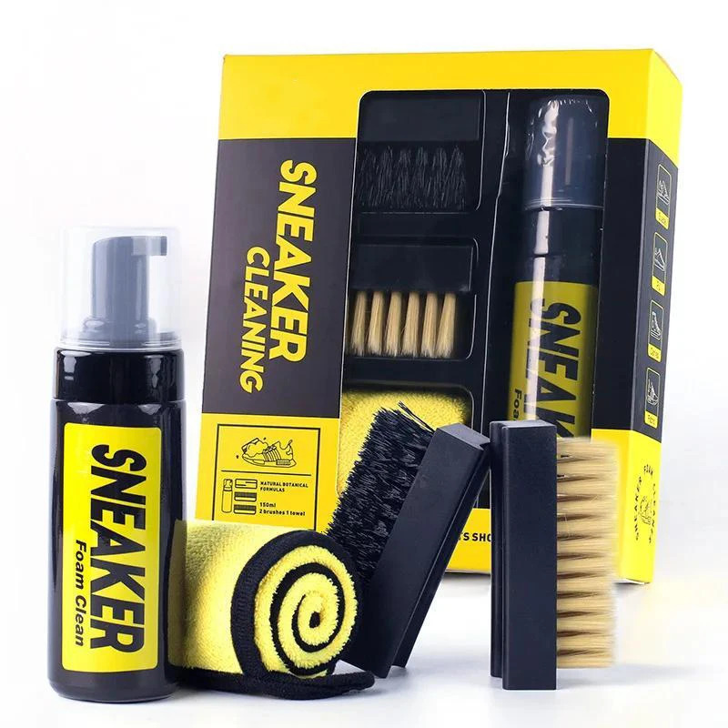 1 set Shoes Cleaner foam dry cleaning suit 150ML WaterFree Foam Sneakers Shoe Brush Cloth Work on White ShoeBoot 251129
