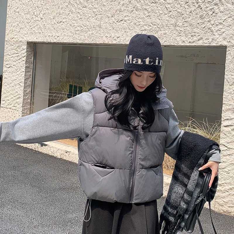 Women Coat Down Cotton Vest Womens 2025 Autumn Winter New Korean Style Loose Cotton Waistcoat Solid Color Women Waistcoat H530T251129