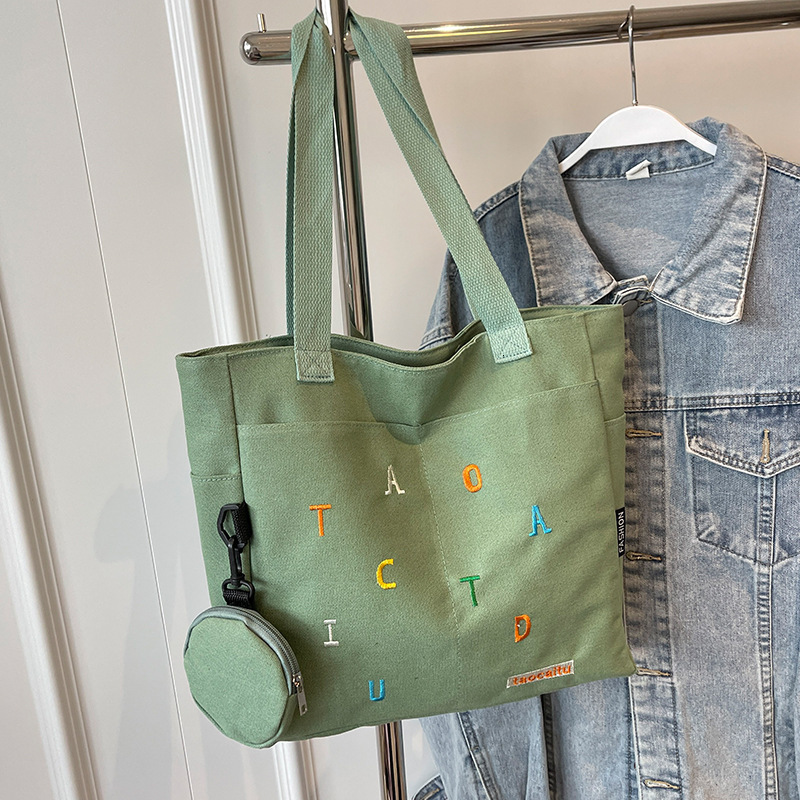 Large Capacity Canvas Bag for Women New Tote Bag for Women Ins College Students Single Shoulder Handbag for Class 241029