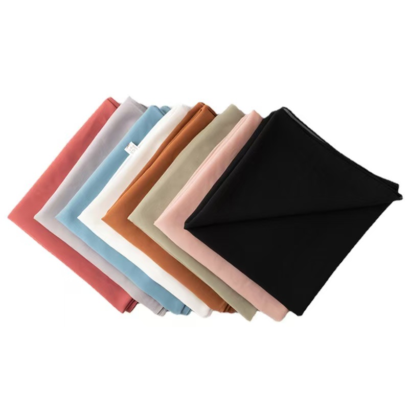 K551 Cross-border monochrome pearl chiffon square scarf Middle Eastern headscarf Muslim scarf Malaysian Hui scarf hijab