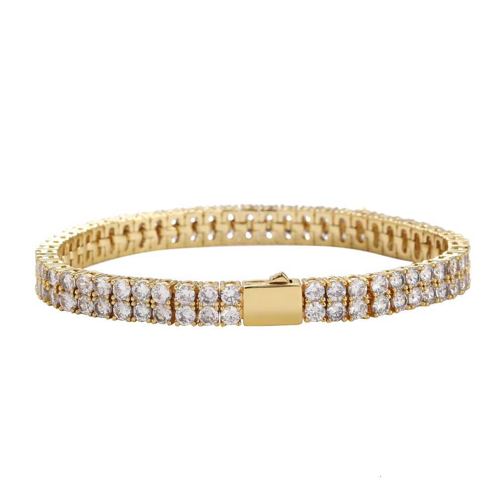 BB230 Double Line CZ Tennis Bracelet Men and Women Hip Hop Brass Chain Bracelets