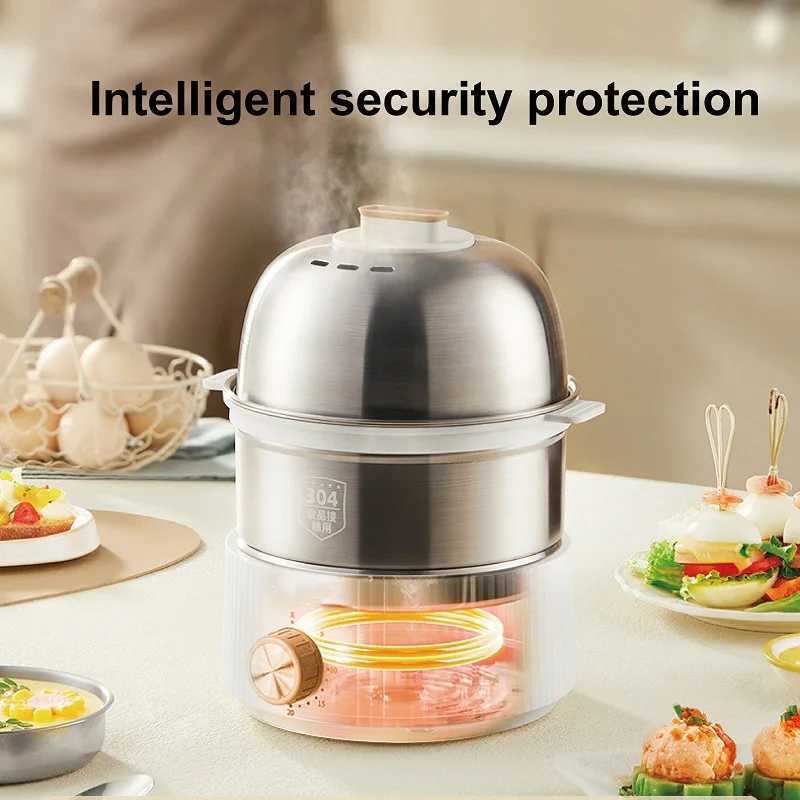 350W Egg Cooker Multifunctional Breakfast Machine Food Heater 304 Stainless Steel Egg Steamer Home Double Layer Electric Steamer C251129