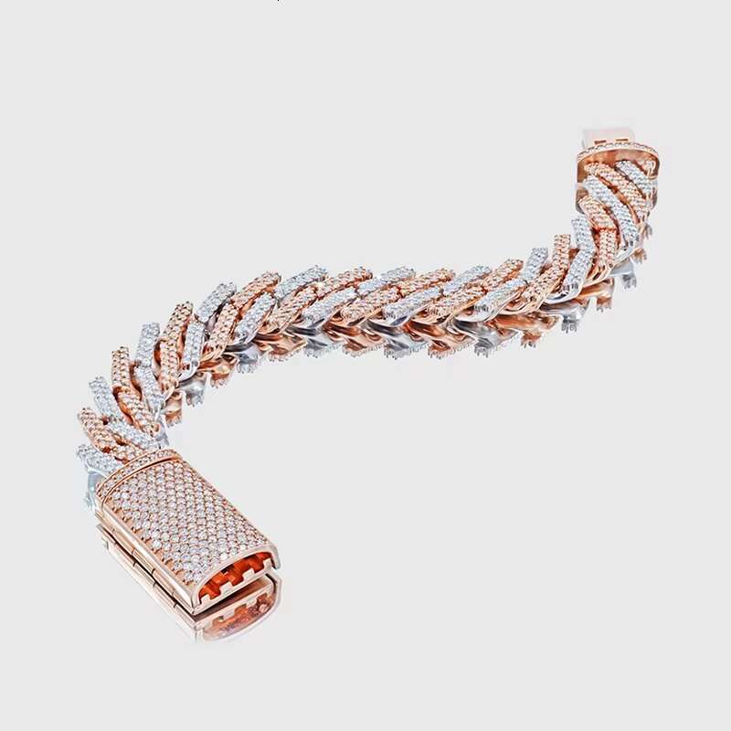 Pass Diamond Tester Vvs Moissanite Iced Out Sterling Silver Cuban Bracelet