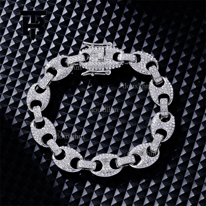 TB BHULAMTE Designer Luxury High-end Women's Bracelet Trend Pig Nose Hip-hop Personality Alloy Rhinestone Men's Cuban Chain Fashion Jewelry