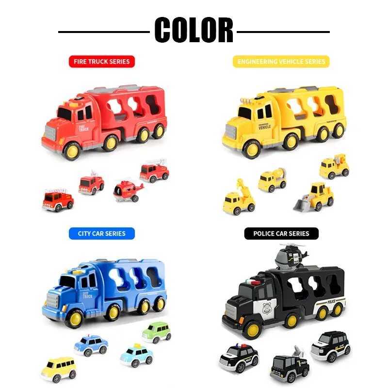 5pcs Kids Toy Construction Vehicles Transport Truck Carrier Toy Truck For Toddler Boys Girls Fire Truck Gift For Boys And Girls J251129