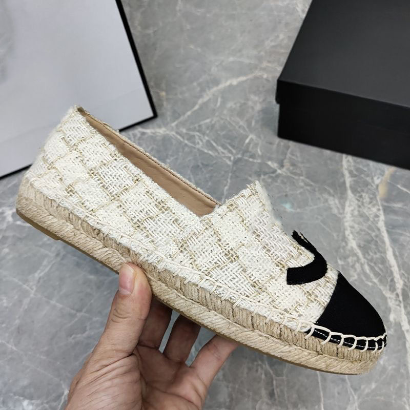 Luxury designer Shoes Top Fashion Denim Sapatos Espadrilles Straw Fisherman Flat Heels Shoe Lazy Zapatos Mujer Casual Cartoon Linen designer sandals