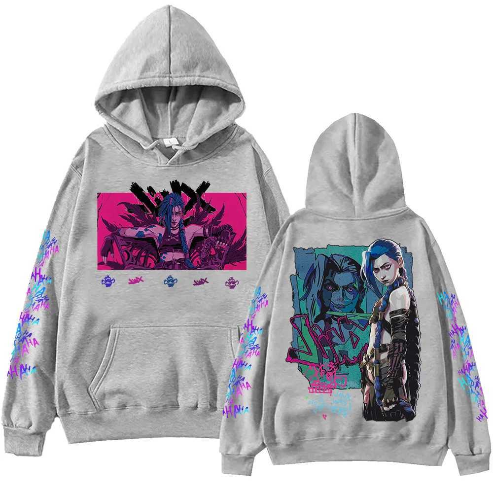 Hot Anime Jinx Arcane Hoodie Harajuku Hip Hop Zipper Top Pop Music Sportswear Fan Gift W250429