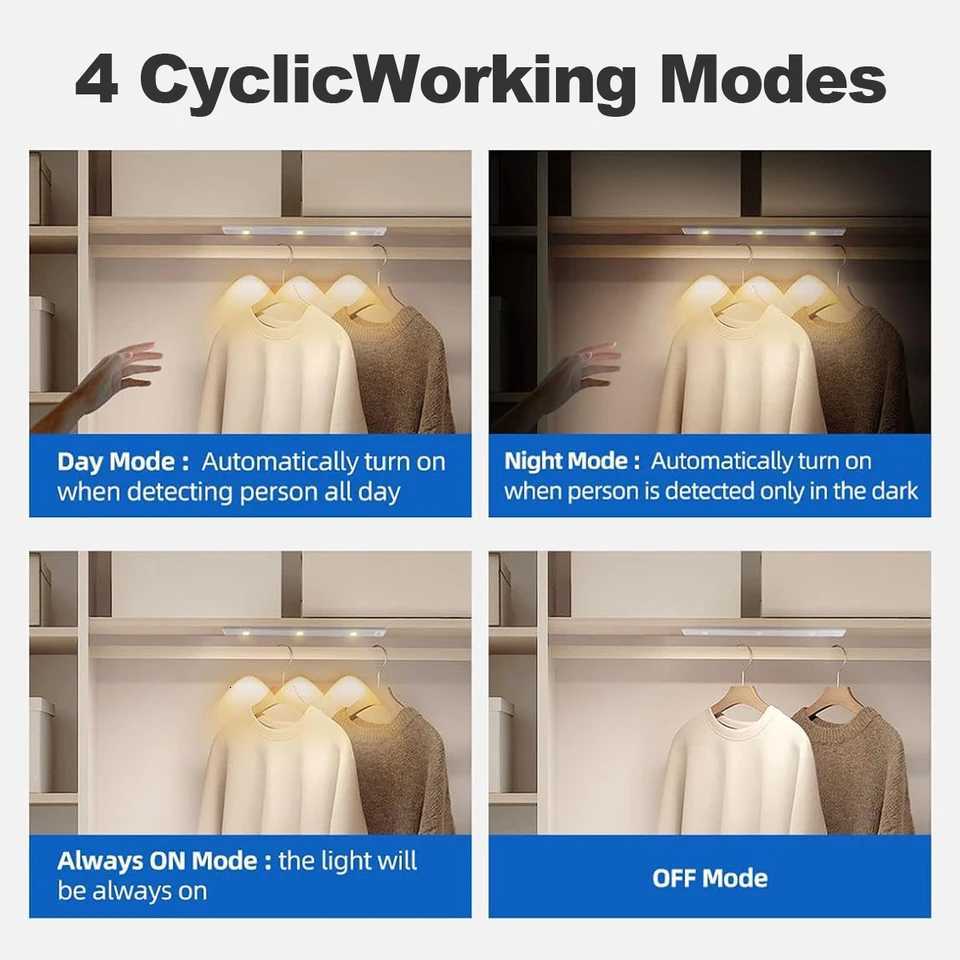 Ultra Slim Led Motion Sensor Light Strip Tricolor Lamp Usb Rechargeable Lights Leds Night With Paste 10cm/20cm/30cm/50cm Cabinet M251129