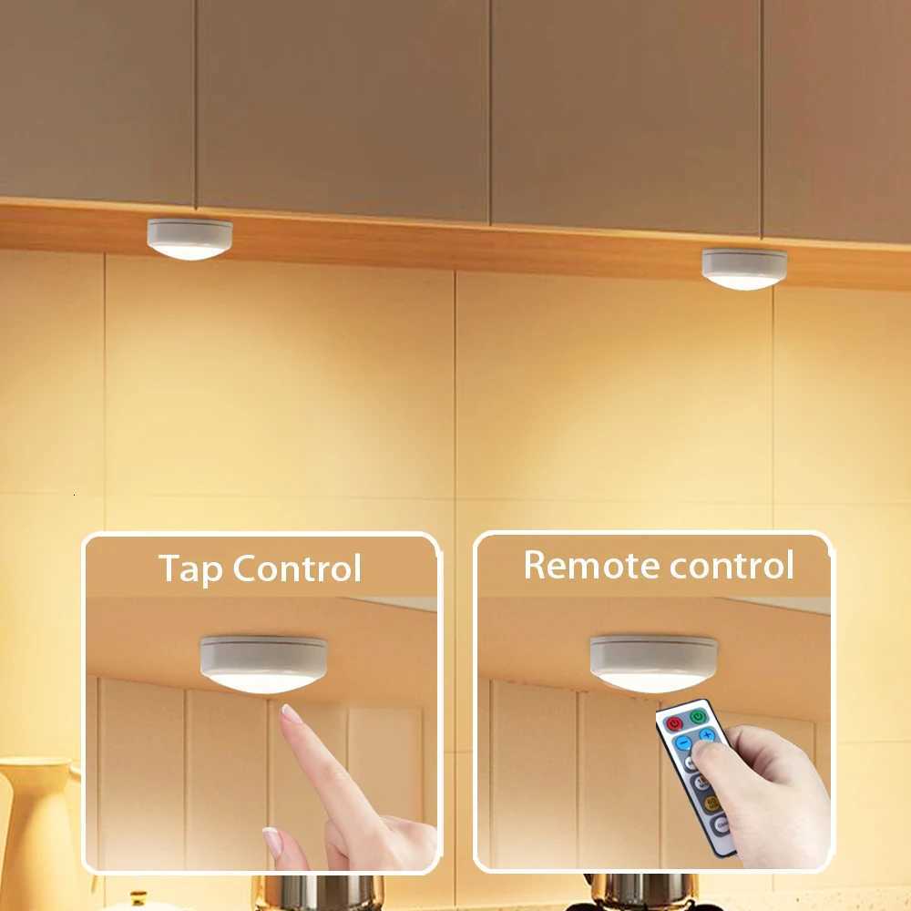 3 Color Puck Light Remote Rechargeable Atmosphere Holiday Lighting LED Cabinet Kitchen Dimming Color Magnetic Night Light M251129