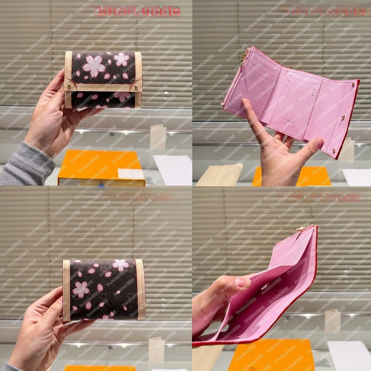 takashi murakami NEW cherry blossom wallets for Men women new Spring/summer Fashion luxury Leather short wallet Can store banknotes, coins, and credit cards with box