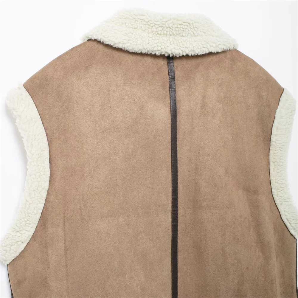 Autumn/Winter New Product Womens Casual Fur One Piece Collar Sleeveless Splicing Thick Fleece Zipper Coat VestT251129