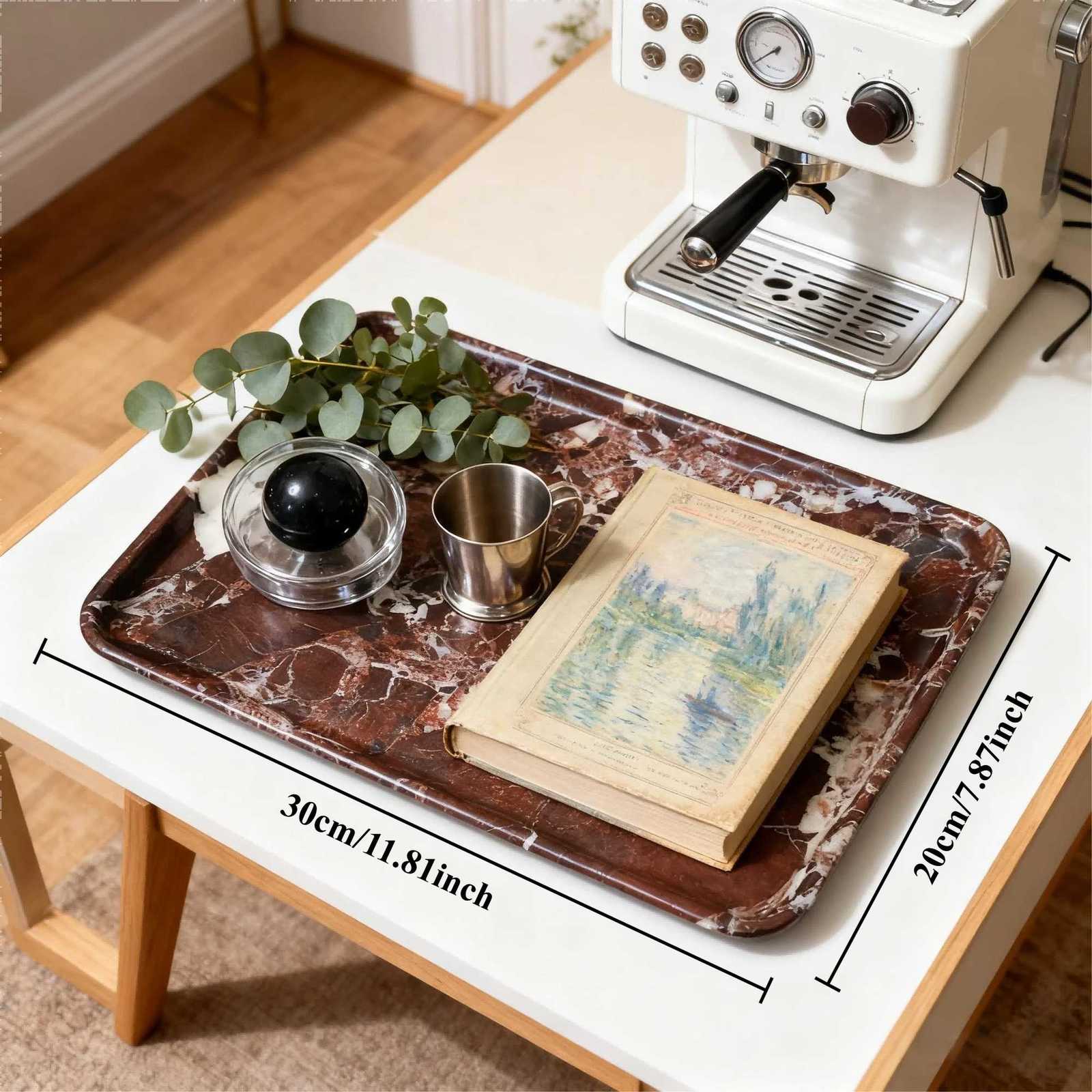 Natural Purple Marble Tray Rectangular Stone Dish for Vanity Bathroom Counter Versatile Organizer for Makeup Jewelry Y251129