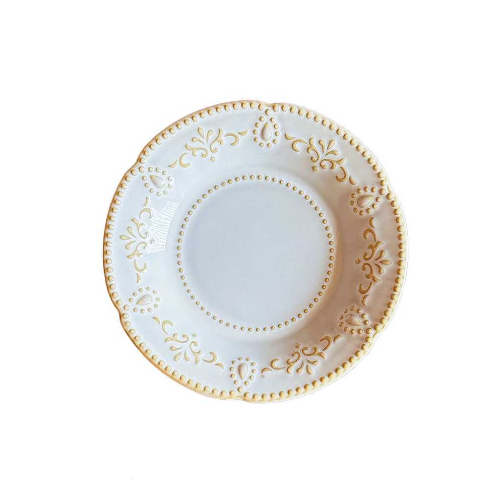 Luxury French Ceramic Dish Retro Restaurant Dipping Dishs Exquisite Household Kitchen Tableware European Dessert Round Plates Y251129