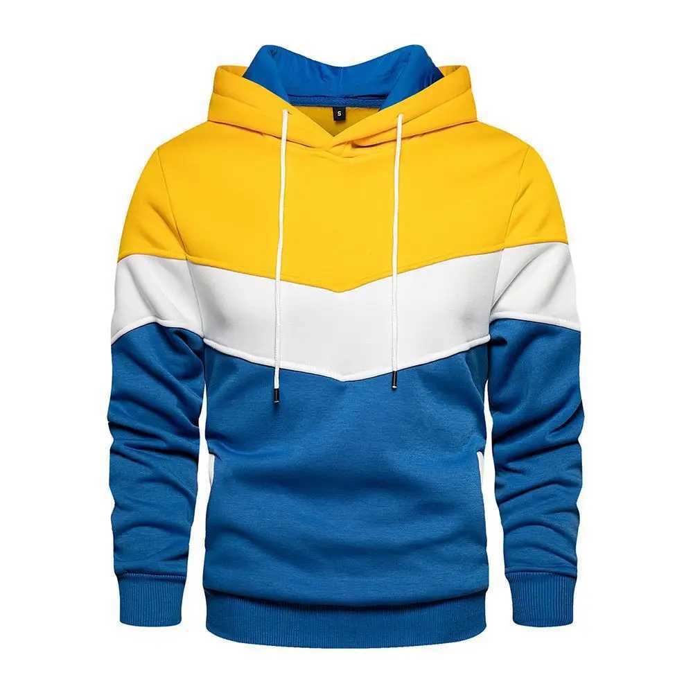 2025 New Mens Patchwork Hoodie Outdoor Casual Sportswear Street Fashion Mens Fleece Thermal Hooded Sweatshirt Fall Winter Coat M260312