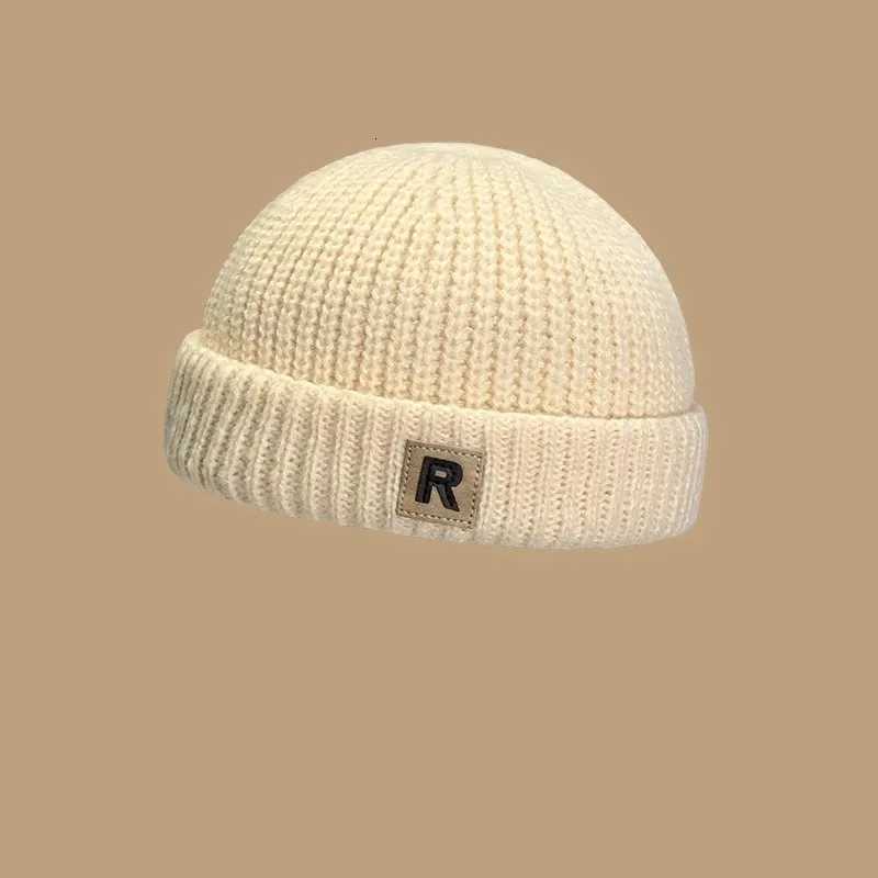 Vitnage Baby Brimless Hat Autumn Winter Letter Docker Cap Warm Knitted Solid Color Kids Boys Girls BeanieXJ251129