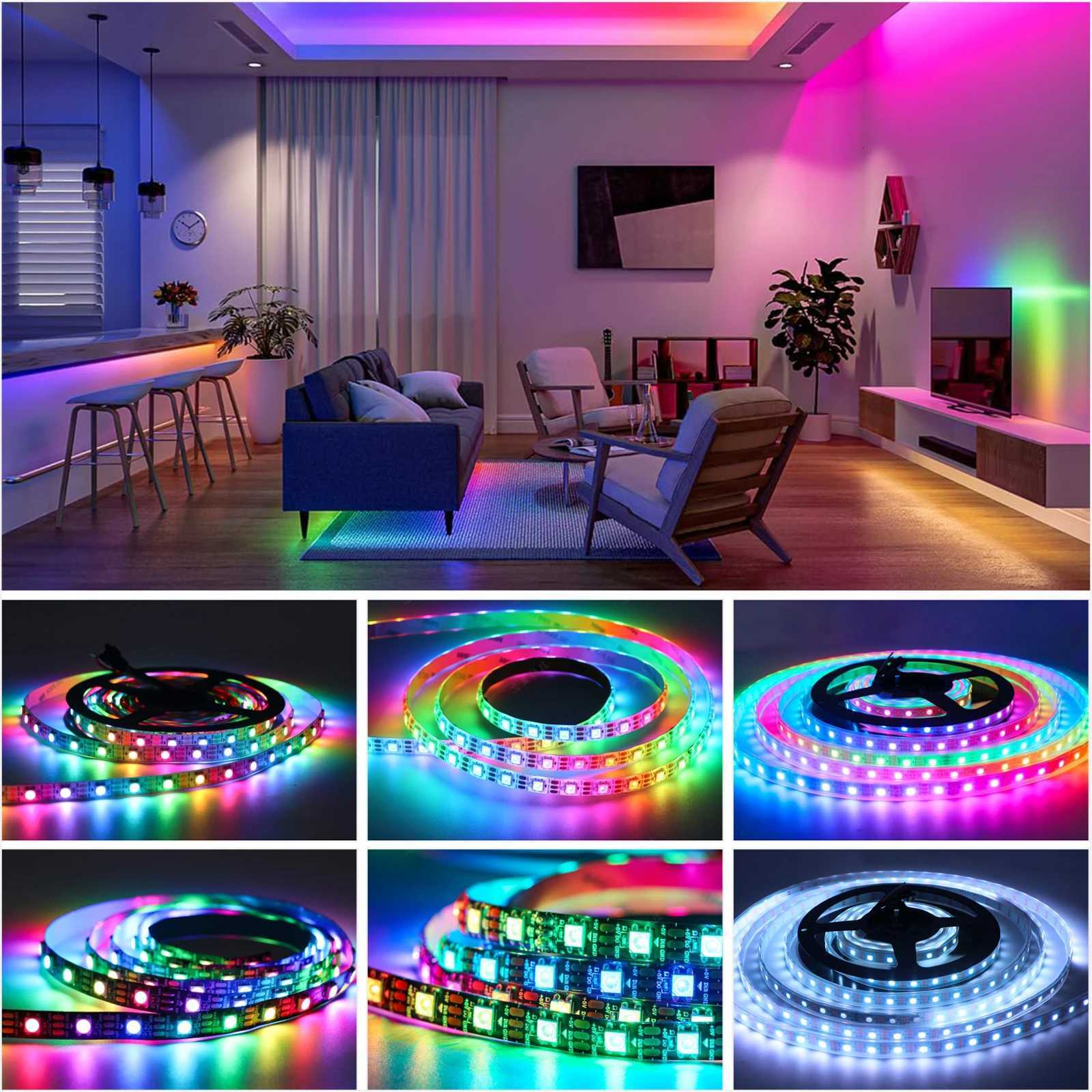USB LED Strip RGB WS2812B Addressable Pixel Tape 28Keys Remote Controller For TV Back Under Cabinet Lamp DC5V 1m/2m/3m/4m/5m LED M251129