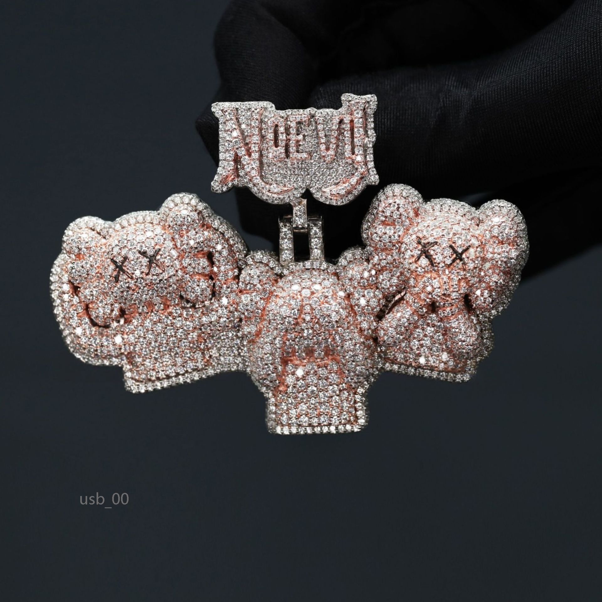 fully iced out luxurious looking 925 Sterling Silver two tone Moissanite Diamond Hip Hop Style Pendant for Men By Ritzin