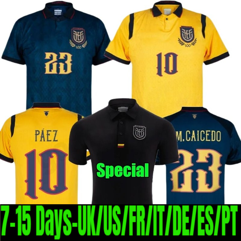 Ecuador 2025 Black Special Centenary soccer jerseys blue home away 100 Th 25 IBARRA MENA PRECIADO M.CAICEDO PACHO men kids kit football shirt Yellow uniform S-2XL