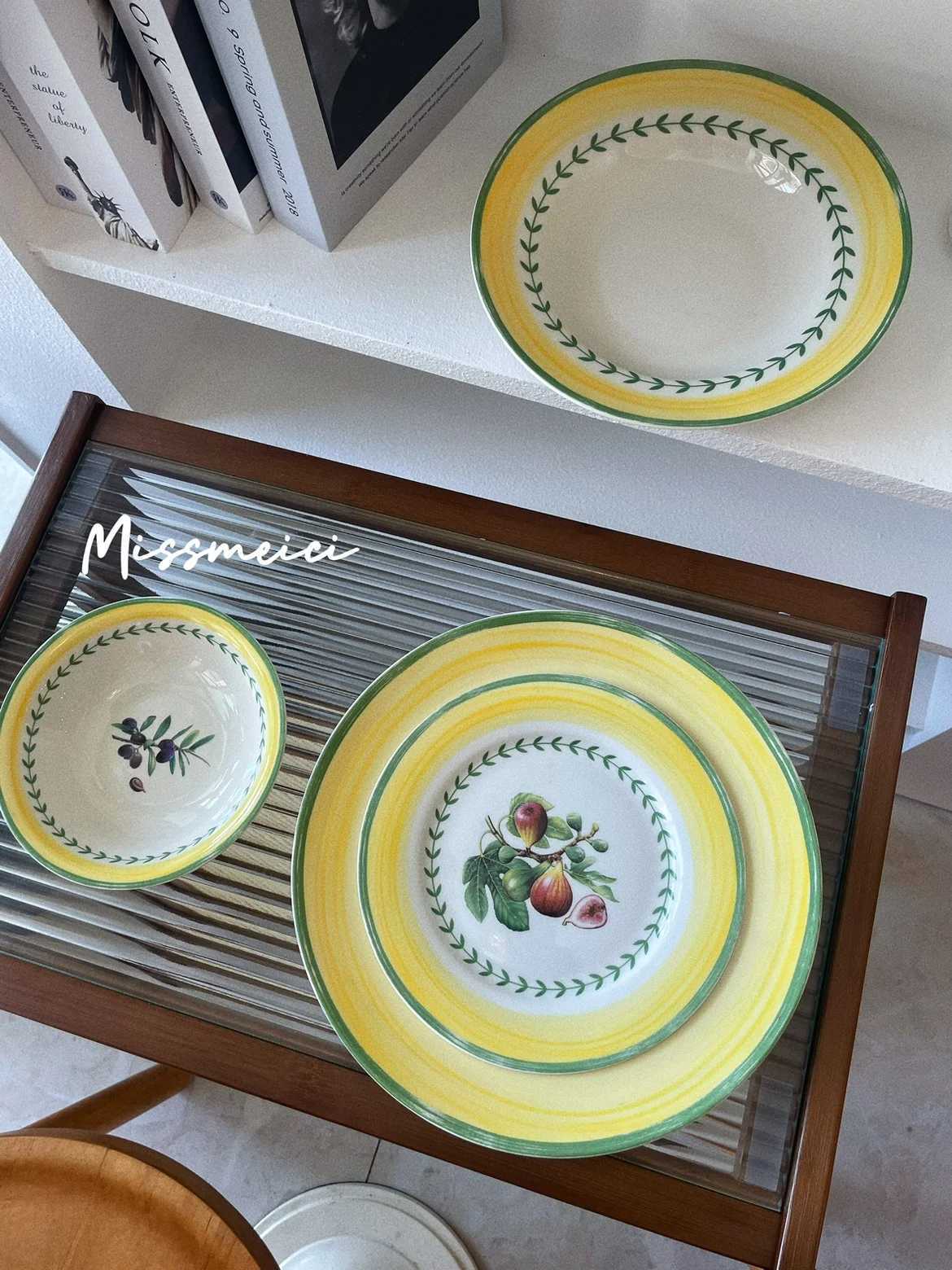 Luxury Vintage Fruit Series ins Wind Niu Platter Dinner Plate Deep Plate R Bowl Fruit Plate Breakfast Dish Y251129