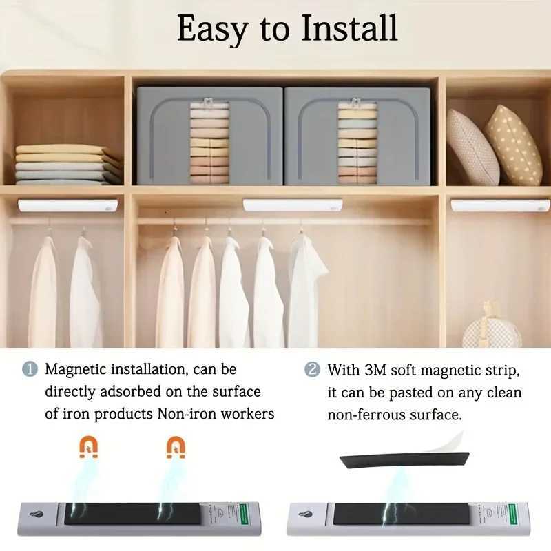 Under Cabinet Lights 1/3/5/6pcs Motion Sensor Rechargeable Battery Operated 2 Colors LED Light for Closet Kitchen Bathroom M251129