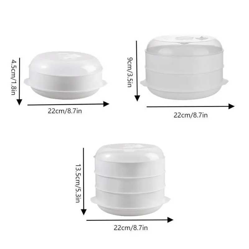 1pc Plastic Steamer Microwave Oven Round Steamer With Lid Cookware Steamer Household Steamed Buns Kitchen Cooking Tools C251129