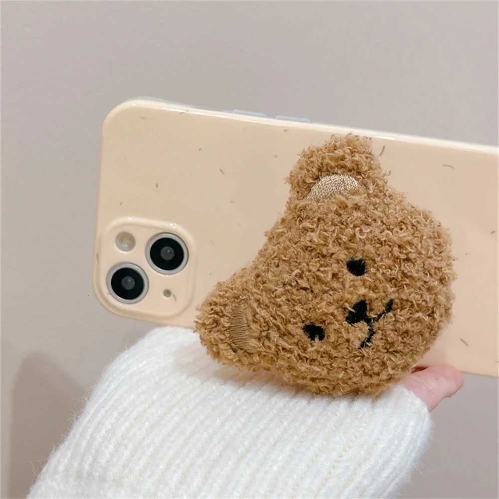 Korea 3D Cute W Plush Bear for Magnetic Phone Griptok Grip Tok Stand for IPhone Wireless Charging Holder Bracket Ring Y251129