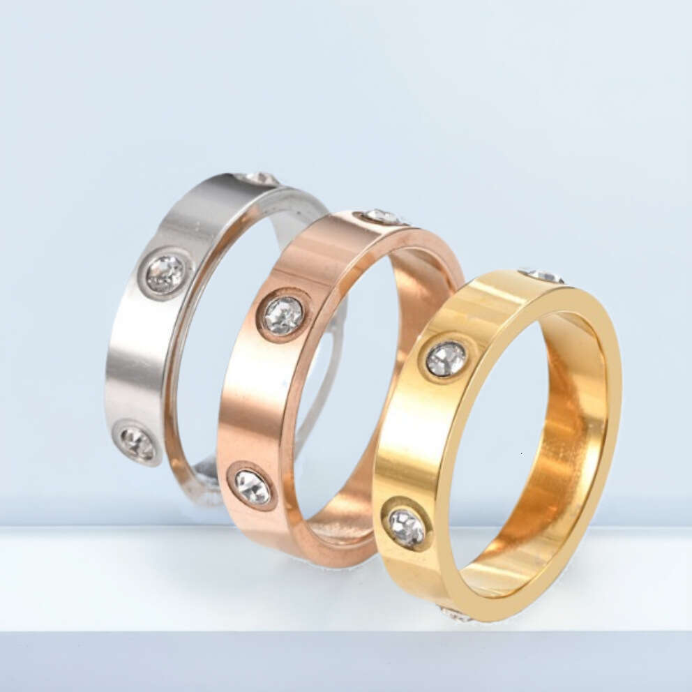 light luxury diamond studded ins highend mens womens titanium steel couple ring fashionable and exquisite ring