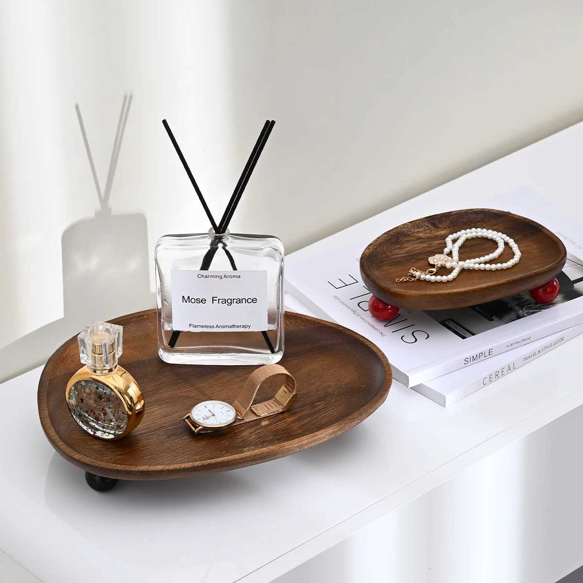 Irregular Shape Wooden Tray - Desktop Decoration Tray for Jewelry Supplies Storage Organizer Y251129