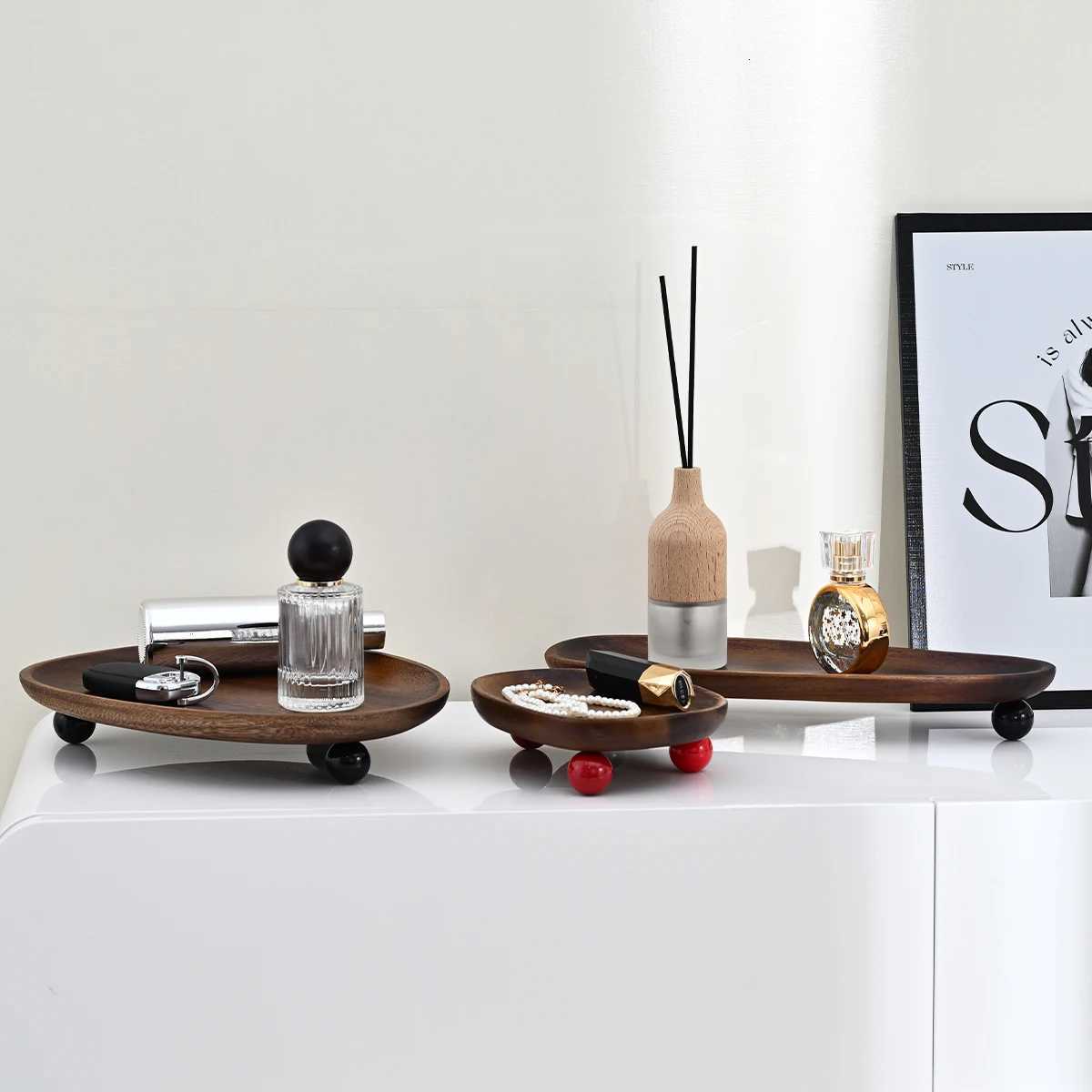 Irregular Shape Wooden Tray - Desktop Decoration Tray for Jewelry Supplies Storage Organizer Y251129