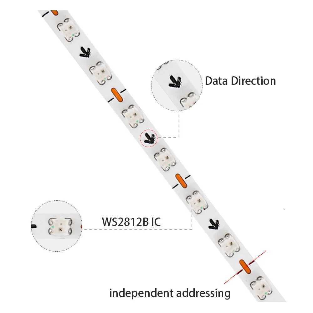 Ultra Narrow 27mm WS2812B LED Strip WS2812 2020 160Leds/m individually addressable Samrt RGBIC Light Tape DC5V/12V M251129