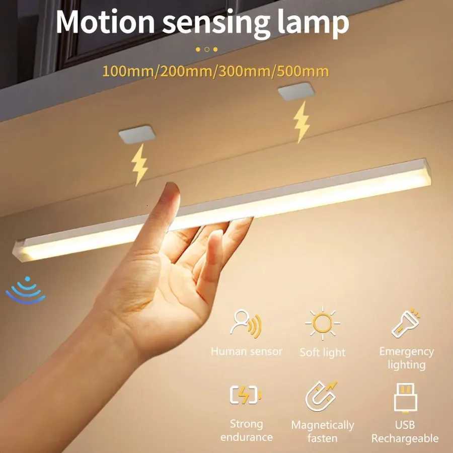 USB Rechargeable Motion Sensor LED Cabinet Light For Home Corridor Stairs Wardrobe Kitchen Bedroom Induction Wireless Night Lamp M251129