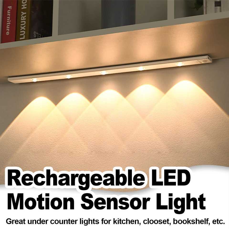 Ultra Slim Led Motion Sensor Light Strip Tricolor Lamp Usb Rechargeable Lights Leds Night With Paste 10cm/20cm/30cm/50cm Cabinet M251129