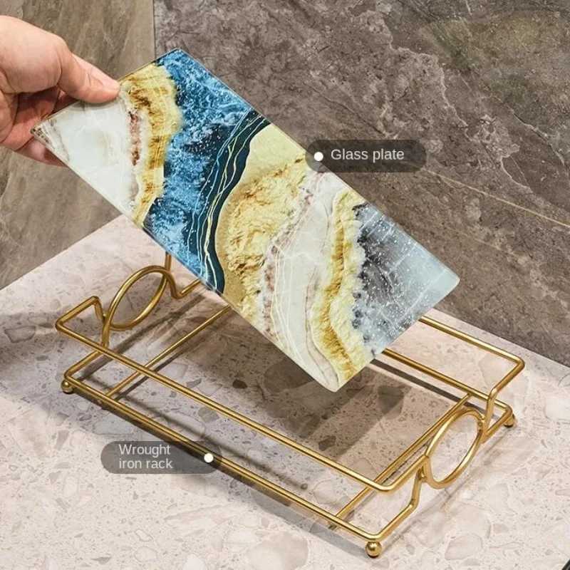 Square Storage Tray Home Living Room Coffee Table Tea Cup Storage Plate Glass Tray Aromatherapy Organizer Tray Home Decor Y251129