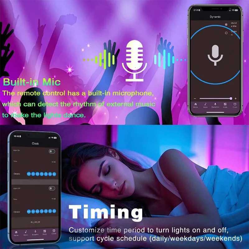 RGB USB LED Light Strip Music Sync RGB Flexible Tape Diode Lights for Party Chrismas Home Luces Led Lights TV Backlight M251129