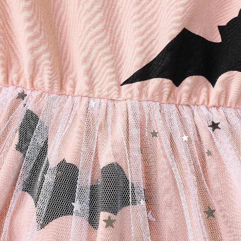 Disney Halloween long-sleeved bat wing dress with net skirt for girls princess dress for autumn party comfortable and soft for little girl to wear Fem