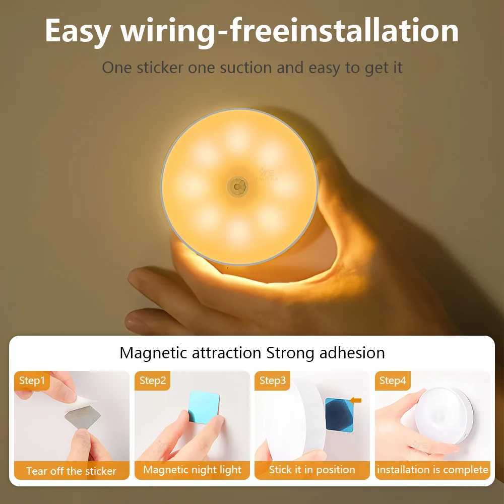Led Light Sensor Movement Night Light USB Rechargeable Night Lamp For Kitchen Closet Light Wireless Led Wardrobe Staircase Lamp M251129