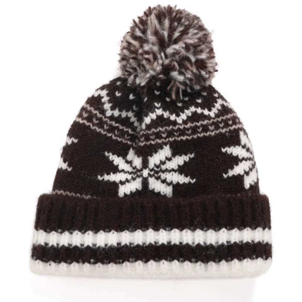 New Style Classic Snow Flake Jacquard Winter Hats Winter Warm Pompoms Beanie For Women Solid Color Winter Knitted HatXJ251129