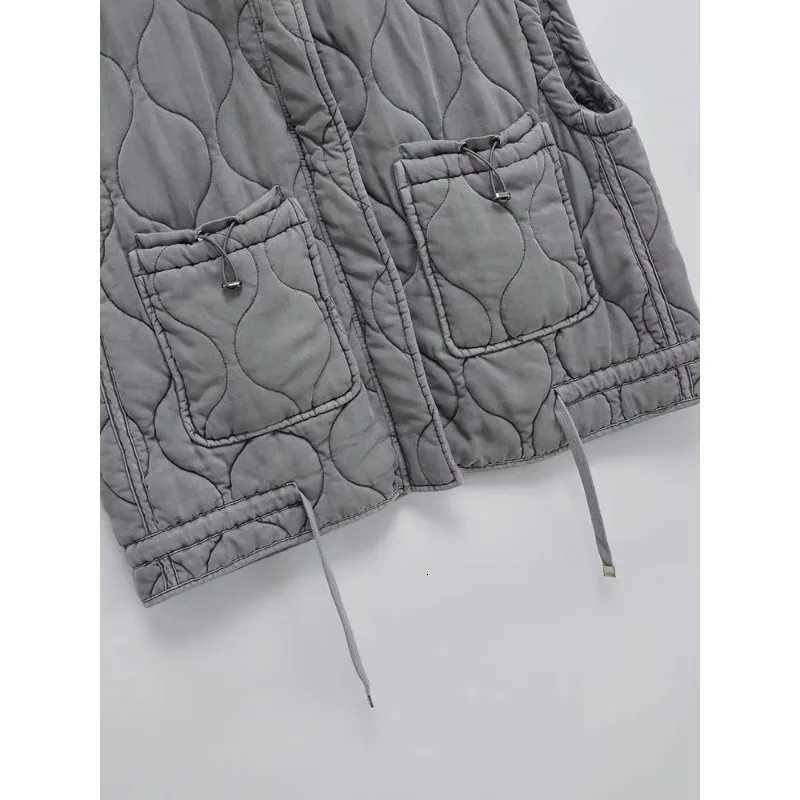 2025 Autumn Winter Fashion Washing Waistcoat Vintage Sleeveless Female Outerwear Chic Vest Tank Top Women Standing Collar LightT251129