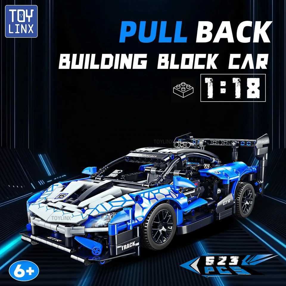 ToylinX 1/18 523 PCS Technical Mechanical Supercar Racing Building Block Assembled Toy Car for Kids Boy Christmas Gifts J251129