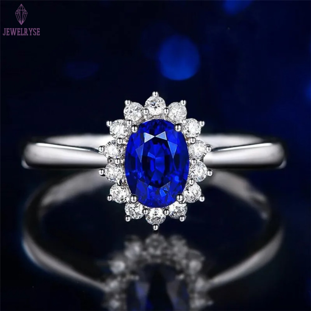 New Arrival Saprkling Luxury Jewelry Set 925 Sterling Silver Oval Cut Blue Sapphire CZ Diamond Women Wedding Earring Ring Necklace Gift